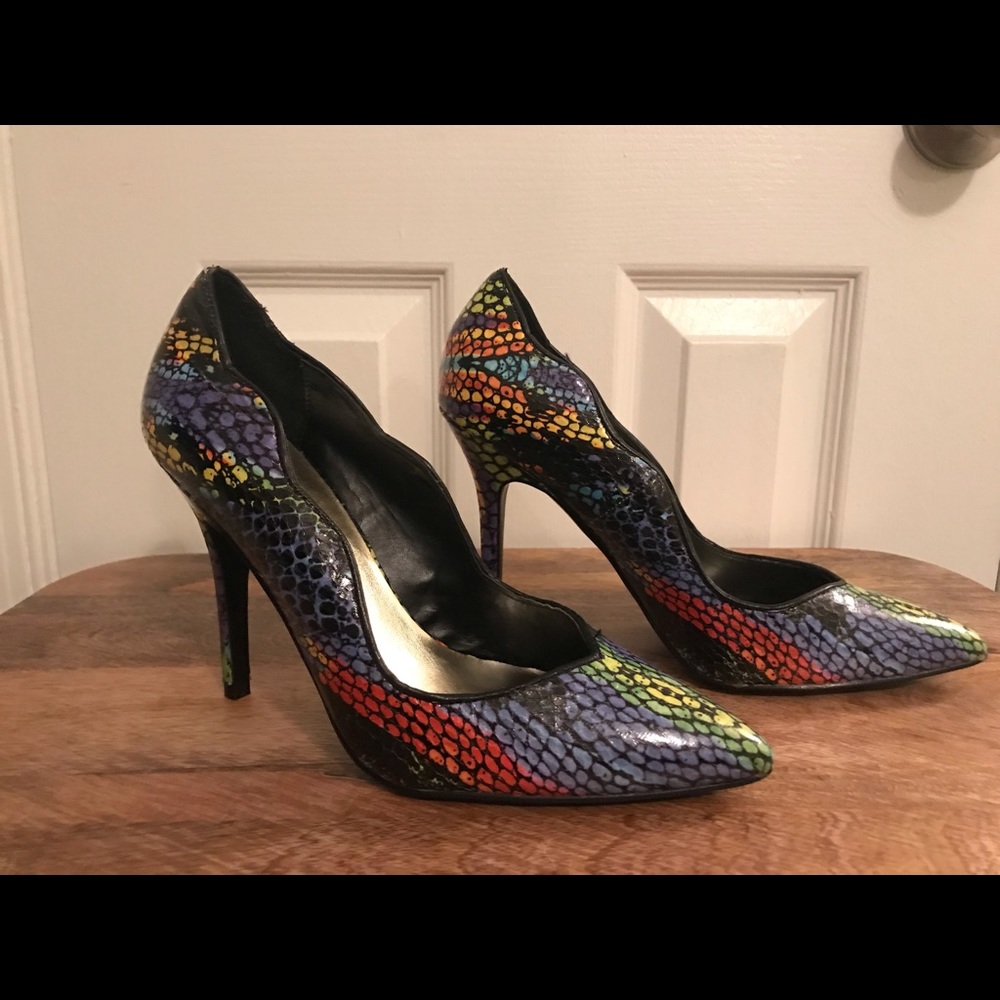 LFL Multi Colored Snake Skin Heels